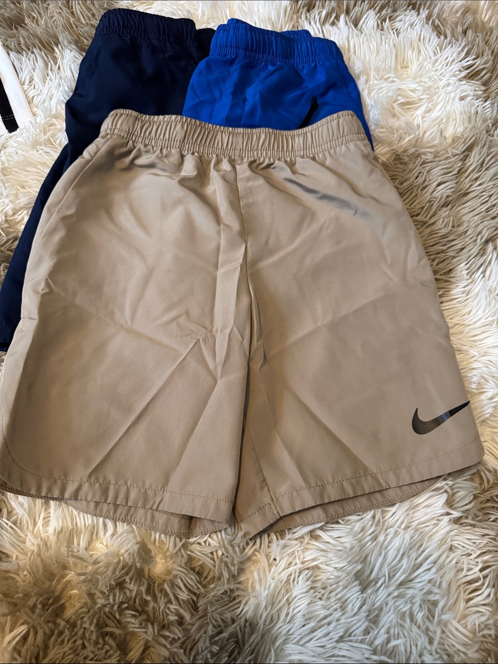 Nike Kids Dri-Fit 7 Small Athletic Shorts Pack — Navy, Royal Blue, Khaki, Aqua - Picture 6 of 11